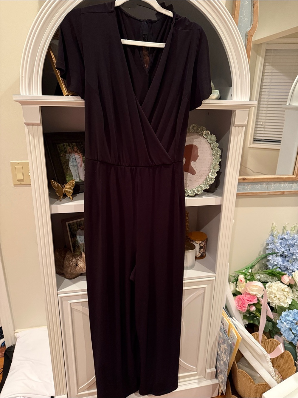 Lane Bryant Black Short-Sleeve Wrap-Front Jumpsuit